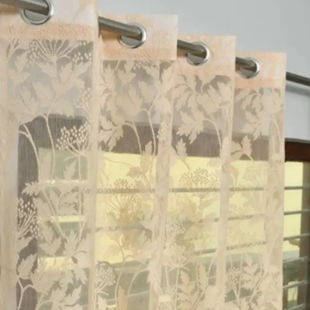 Net Fabric Floral Patterned Sheer Net Curtain