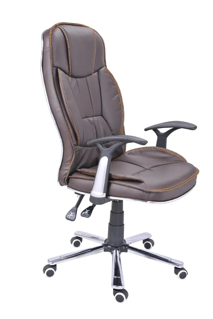 A comfortable And Stylish Hight-Back Office chair Featuring a revolving design, Adjustable Support, And A Durable Steel base With Smooth -Rolling Wheel, Perfect For Enhancing Any professional Workspace  