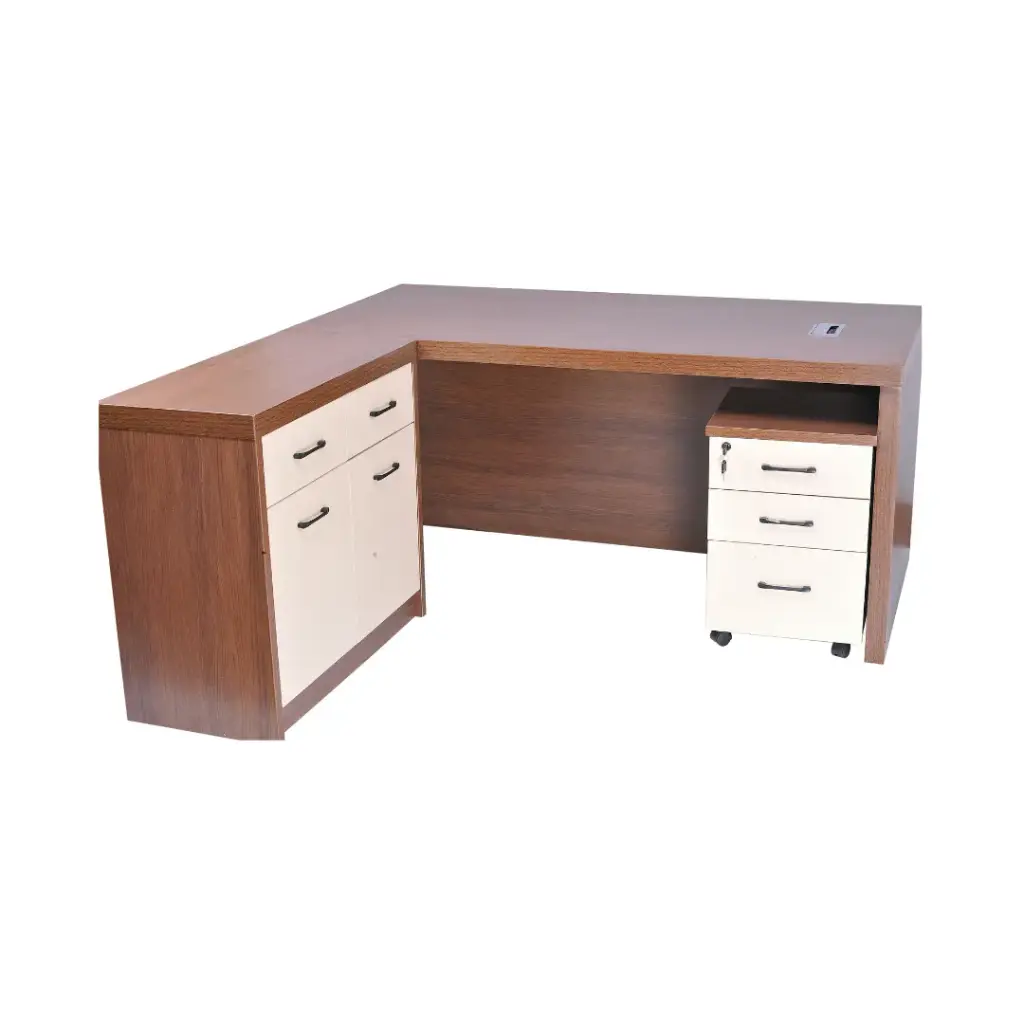 L-Shaped Executive Office Desk with Storage