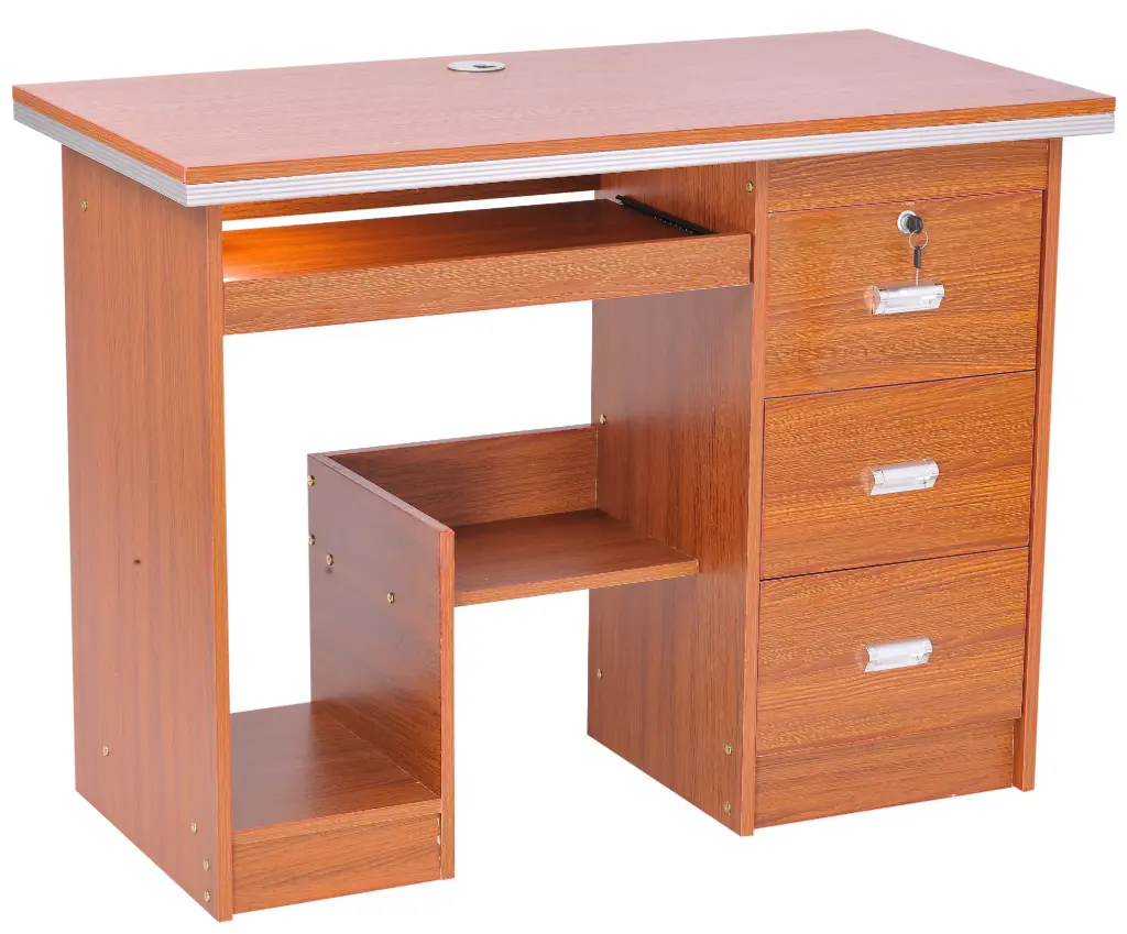 Modern Wooden Computer Desk with Integrated Storage and Keyboard Tray