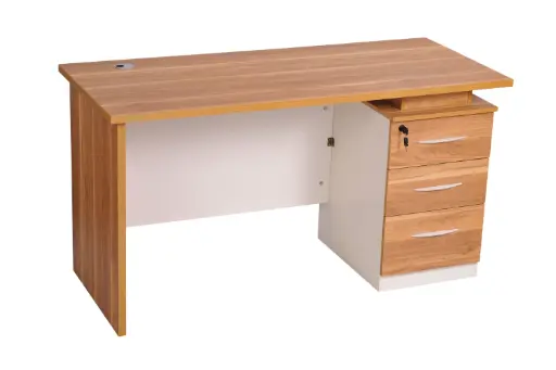 Wooden Office Desk with Drawers and Cabinet