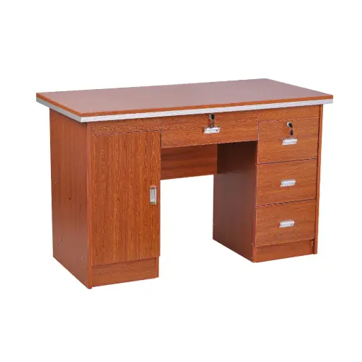 Executive Wooden Office Desk with Lockable Drawers & Cabinet