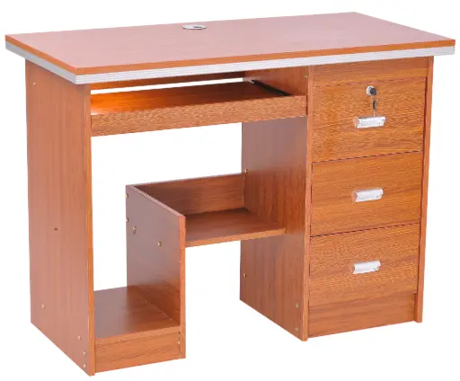 Modern Wooden Computer Desk with Integrated Storage and Keyboard Tray