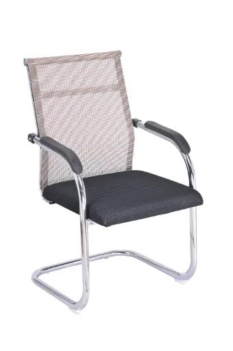 Modern Mesh Back Cantilever Visitors Chair with padded Seat And Chrome Frame. This Sleek Guest Chair Offers Comfortable Seating For Reception Areas, meeting Rooms, or Home Offices  